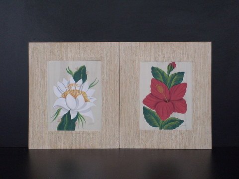 Lot of 2: Matted watercolors of two flowers