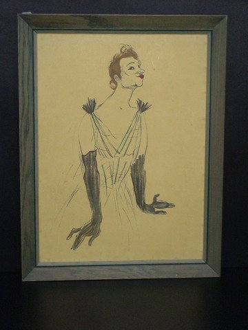 Framed watercolor, unsigned, after a Toulouse
