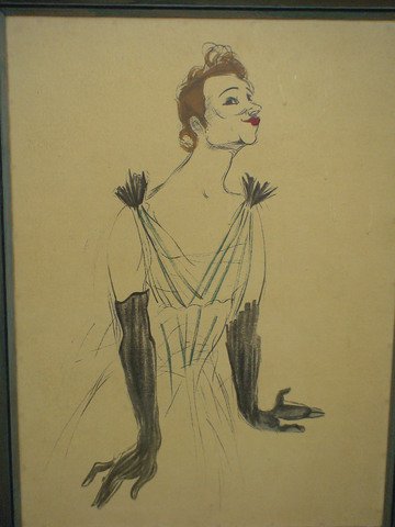 Framed watercolor, unsigned, after a Toulouse - 2