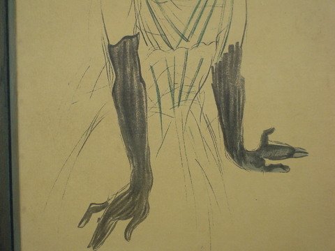 Framed watercolor, unsigned, after a Toulouse - 4