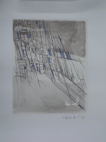 Signed abstract Print by Maria Elena Vieira Da