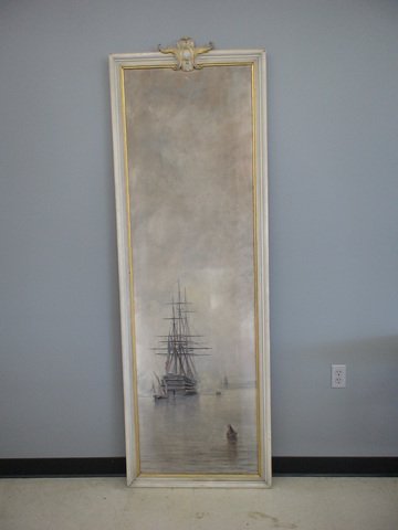 Oil on canvas, old master painting of a ship