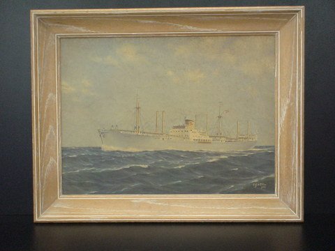Framed chromolithograph of the shipping vessel