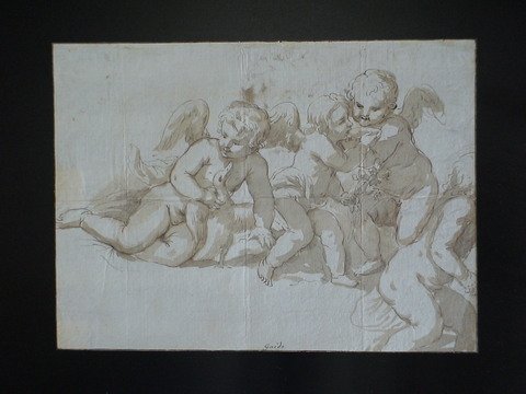 Cherubs frolicking, signed by Guido, drawing