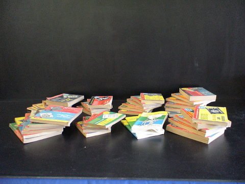 Box lot of 40 books: Wartime Armed Services Editi: Box lot of 40 books: Wartime Armed Services Edition copies of well-known titles in smaller, condensed sizes for the soldier to read in the trenches.