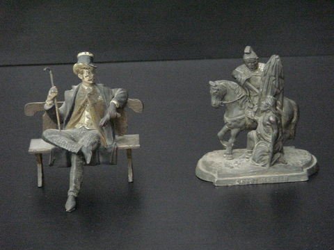 Lot of 2: Smartly dressed man with top hat, cane,