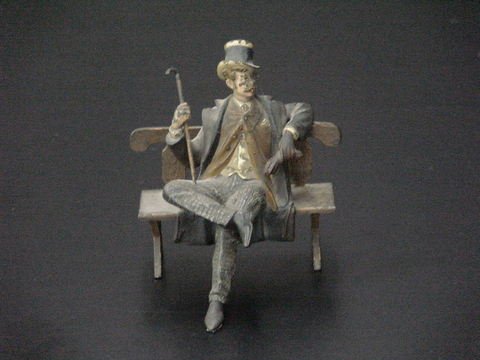 Lot of 2: Smartly dressed man with top hat, cane, - 2