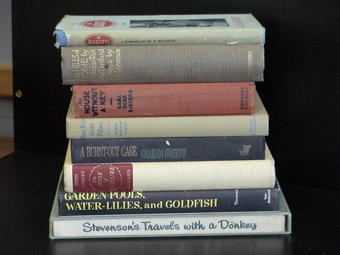 Travels with a Donkey , Stevenson, Robert Louis,: Travels with a Donkey , Stevenson, Robert Louis, The Heritage Press, NY, 1957, in sleeve Garden Pools, Water Lilies, and Goldfish , Thomas, Dr. G.L., Jr., D. Van Nostrand Co., Inc., 1958, Don Quixote,