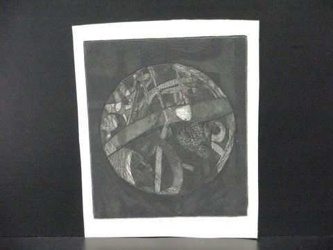 RICHARD MONTOYA - Artist Proof - Block Print - Pe: RICHARD MONTOYA - Artist Proof - Block Print - Pencil Signed and Numbered 4/10 - Back reads "So Far I've Printed 7 of this Print" signed Montoya - Black & White Abstract - Limited Edition