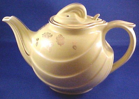 Hall China Teapot Six Cup Gold Trim