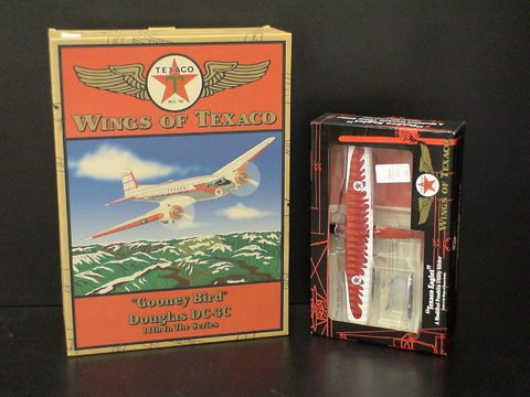Texaco Planes: Wings of Texaco "Gooney Bird" MIB: Lot of 2 Texaco planes: Wings of Texaco "Gooney Bird", Douglas DC-3C, 11th in the series, NEW IN BOX, and "Texaco Eaglet" a modified Franklin Utility Glider, Tenth in the Wings of Texaco Series, authe