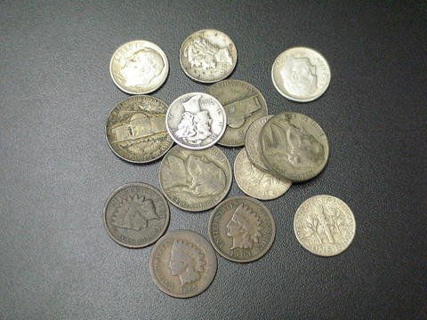 Lot of OLD DOMESTIC COINS SILVER, etc.- (4) "P" S: Lot of OLD DOMESTIC COINS SILVER, etc.- (4) "P" SILVER Jefferson WAR-TIME Nickels (2-1943 & 2-1945), (2)Silver Mercury Dime (1943 & 1945), (5) SILVER Roosevelt Dimes (1-1948, 1-1949, 1-1953, 2-1964),