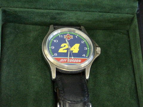 Jeff Gordon 1995 Upper Deck Ltd. Ed. Watch: 1995 Upper Deck Limited Edition RACING WATCH -- JEFF GORDON -- No. 24, in green velvet lined case.