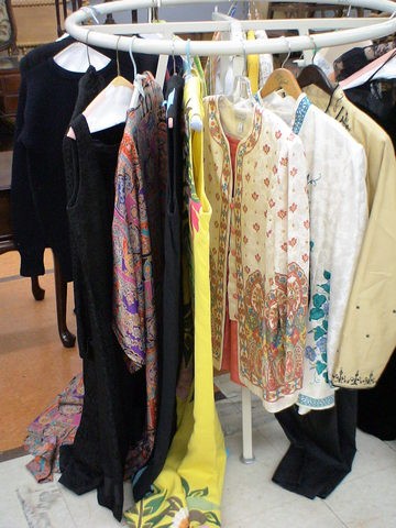 Oriental style ladies clothing, black coat with m: Oriental style ladies clothing, black coat with matching dress sewn tag Designer: Frank L.Chan, Hong Kong; Christian Dior caftan size small, handmade long black dress with flower applique, handmade lo