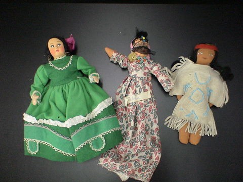 Lot of dolls, cloth Indian doll 9"H, cloth Arabia: Lot of dolls, cloth Indian doll 9"H, cloth Arabia doll 9.5"H & cloth doll 10"H.