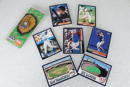 1994 Score Baseball Cards Stuck Together To Make 5 Fat Cards Plus 2 Team Checklists And 1 Pin