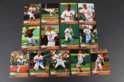 Autographed 2007 Springfield Cardinals Grandstand Chevy Baseball Cards - 13 Cards Total, 9 Signed