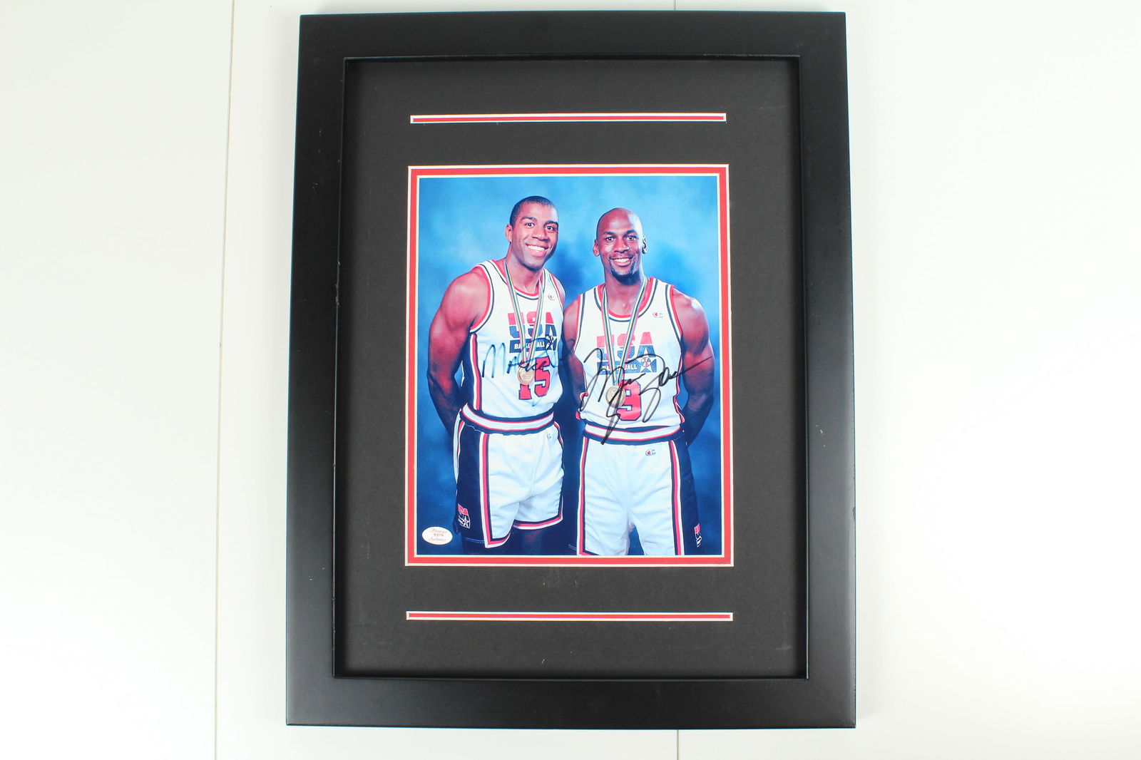 Dual Autographed 1992 USA Dream Team Michael Jordan Magic Johnson Photo (1 of 8)