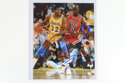 Dual Autographed Michael Jordan and Magic Johnson Photo