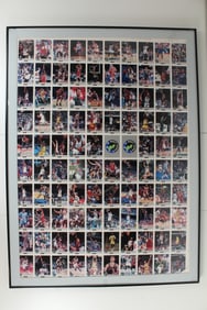 Full Sheet 1992 Classic Basketball Draft Picks Trading Cards Uncut Framed - Shaq, Mourning