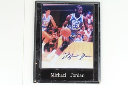 Autographed Michael Jordan Pre-NBA Photo on Plaque