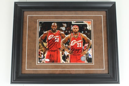 Dual Autographed Shaquille O'Neal LeBron James Photo