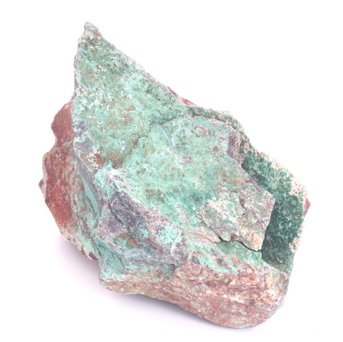 Natural Raw Chrysocolla Mineral Specimen: Lovely all natural light blue and green chrysocolla mineral specimen in a fine freeform shape with natural mountain style ridges. Natural earth tones accent he turquoise coloring with brown and dark