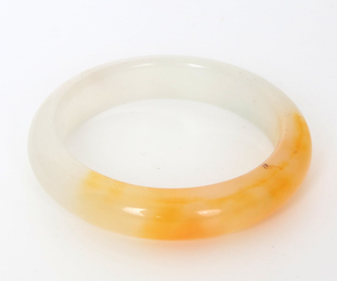 Beautiful White & Yellow Jade Style Bangle (1 of 4)