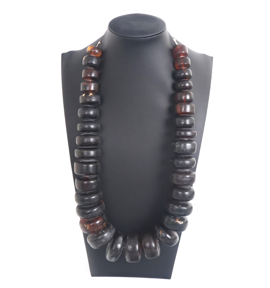 Large Chunky Amber Disc Necklace - 2