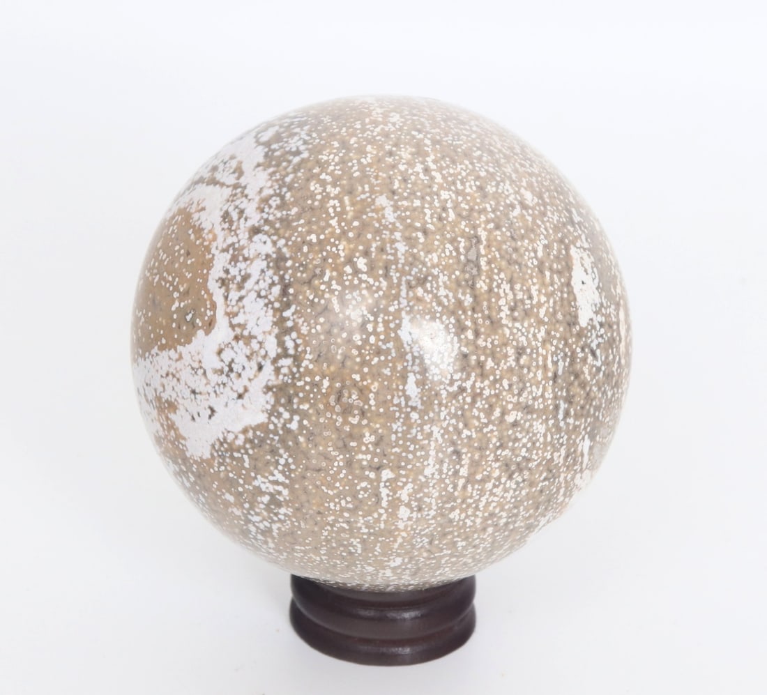 Ancient Fossilized Dinosaur Bone Sphere on Stand - 2