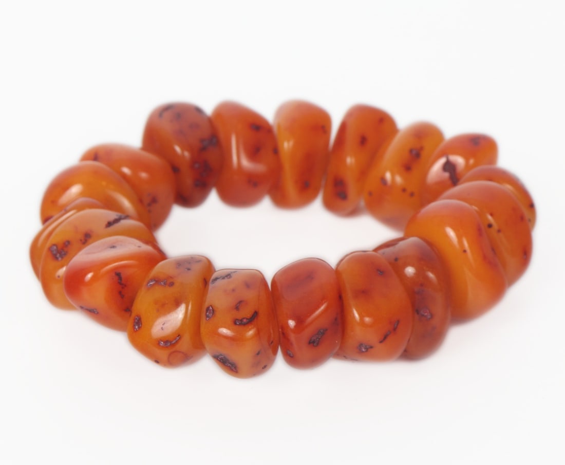 Chunky Light Orange Amber Beaded Bracelet (1 of 5)
