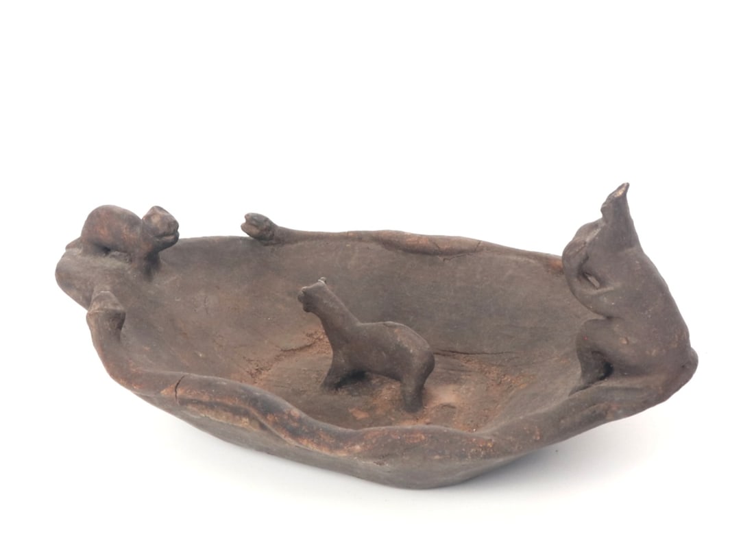 Java Wood Carved Bowl with Snakes - 2