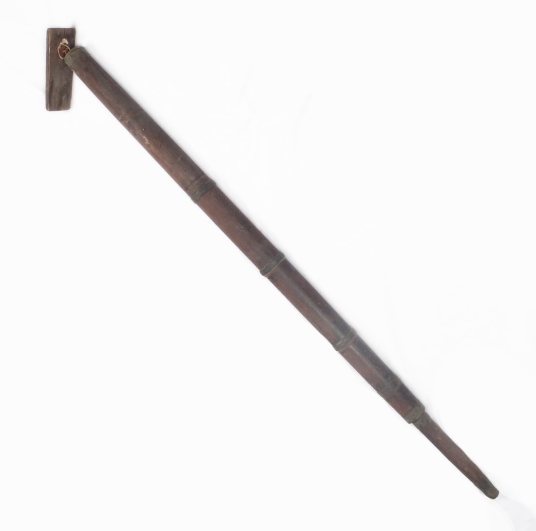 Antique Japanese Water Pump, ex Museum Imports: Fantastic antique Japanese wood carved water pump. Incised near the handle indicates who created the piece and where, usually also indicating approximately when. Carved from two long sections of wood 