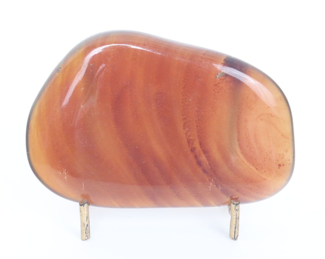 Freeform Raw Amber Slab on Stand - 2