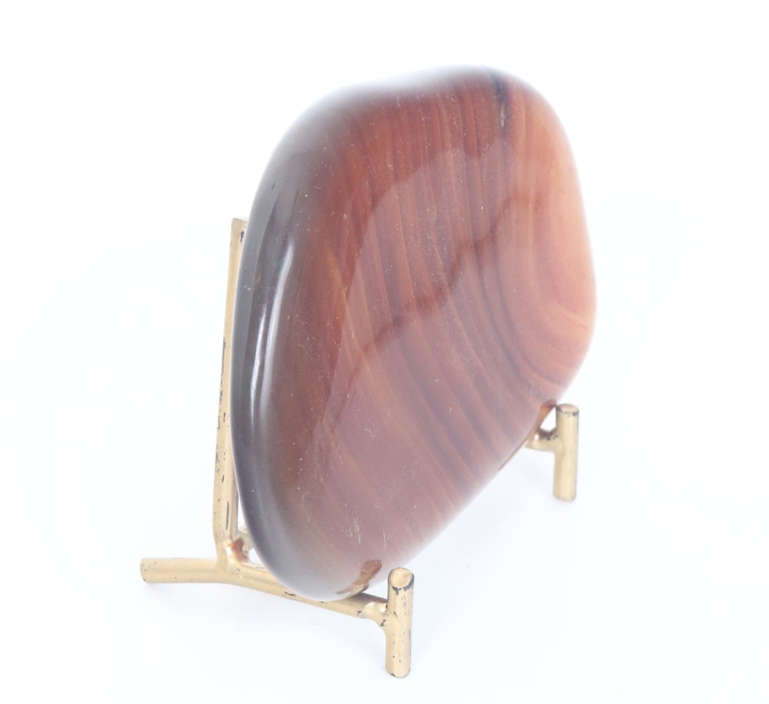 Freeform Raw Amber Slab on Stand - 3