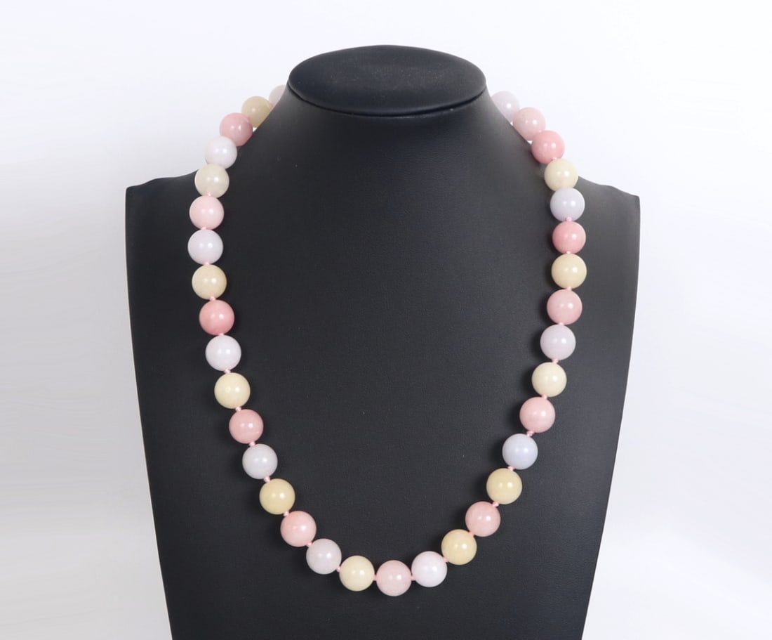 Lovely Pastel Tourmaline Beaded Necklace: Gorgeous natural tourmaline beads in various pastel colors including pink, purple and yellow interchanging beads. Reminders of Easter or a young girls special birthday gift, a great addition to any