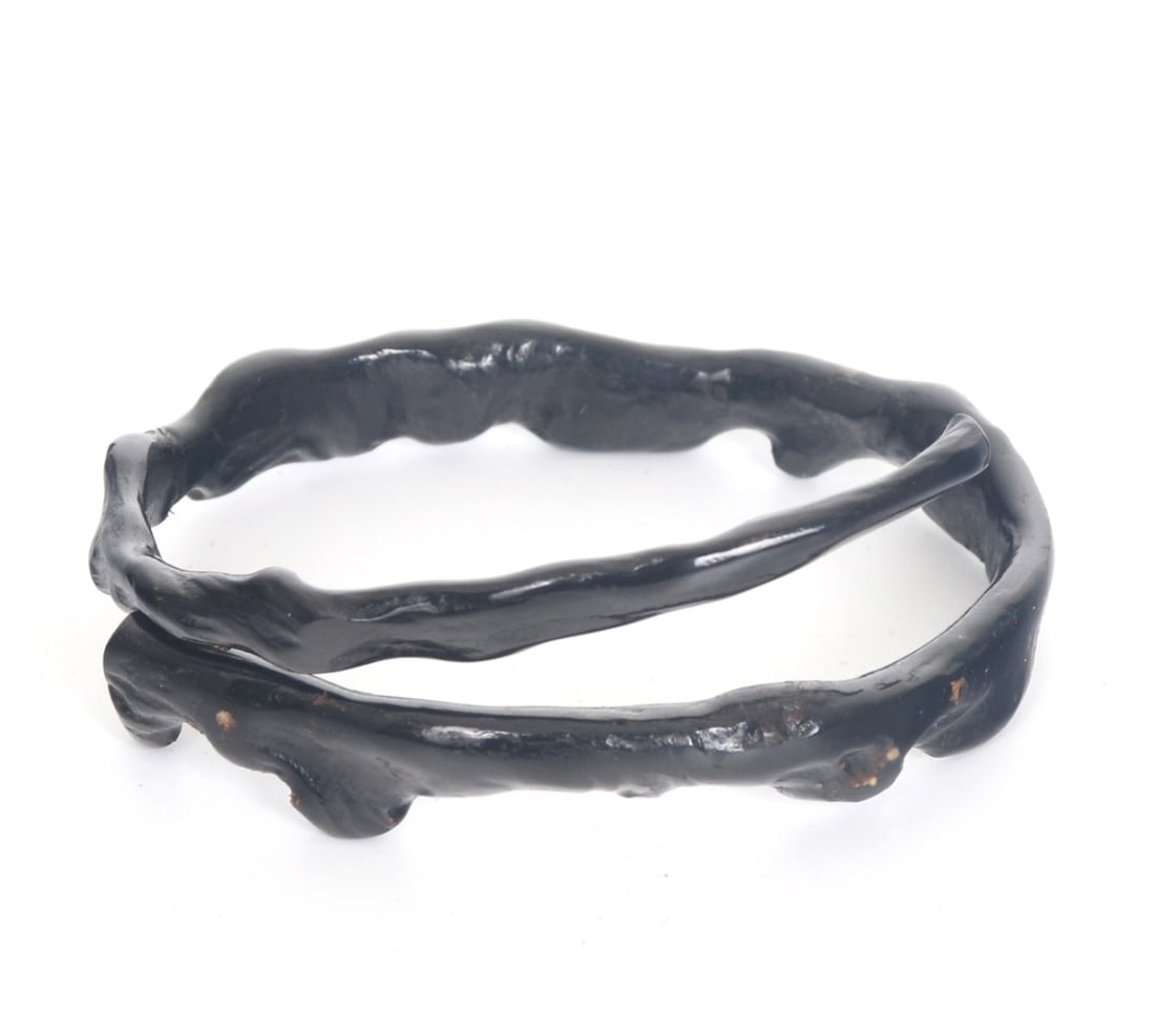 Black Coral Style Curled Bracelet: Lovely light black coral curled bracelet with an almost natural dragon shaped form. Natural curled form with textured feel throughout. Size 2 1/2" W inner diameter