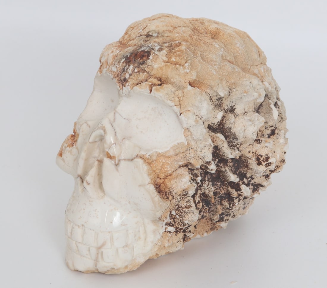 Cleverly Carved Raw Opal Skull - 2
