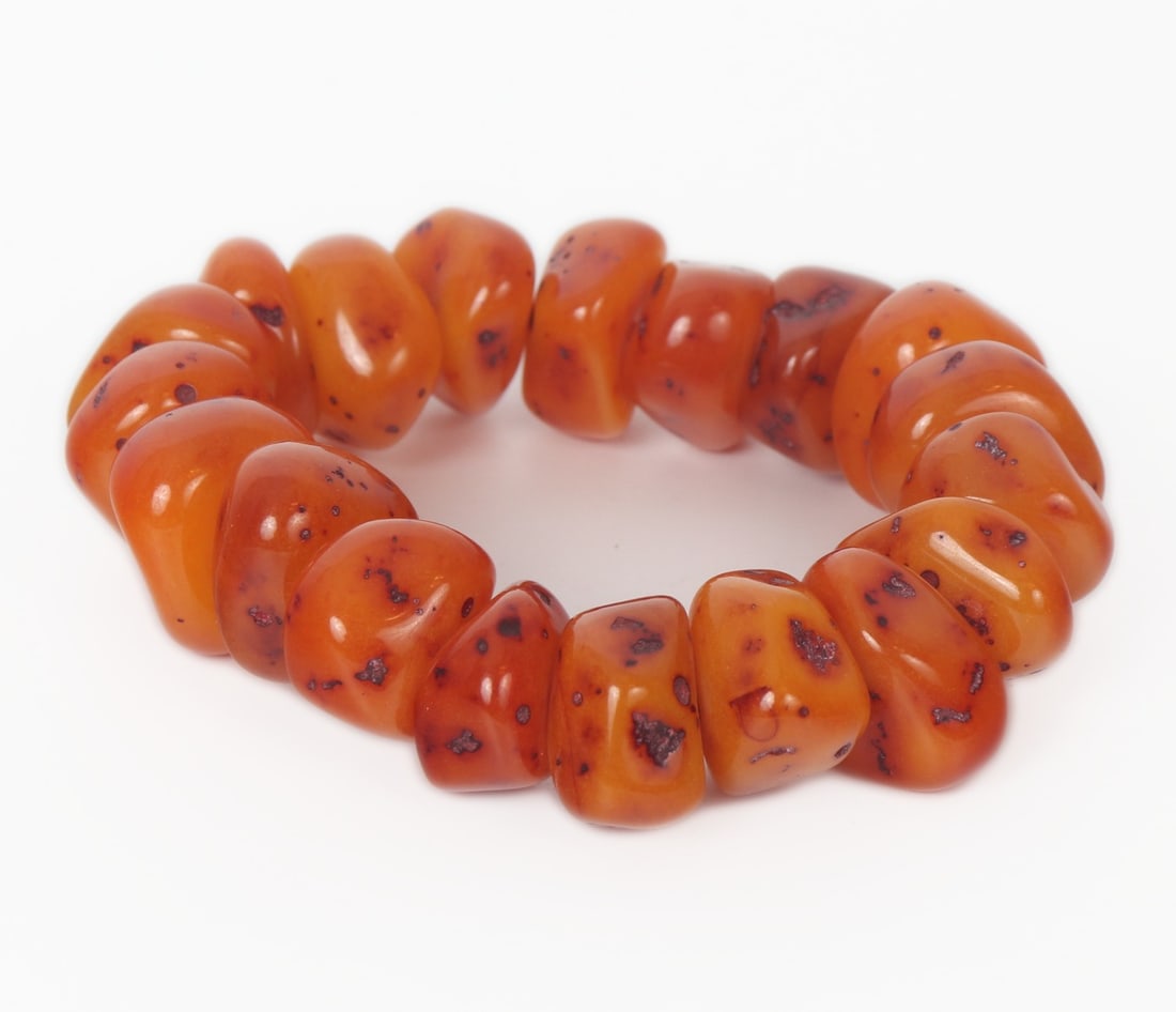 Chunky Light Orange Amber Beaded Bracelet - 2