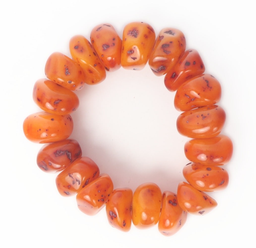Chunky Light Orange Amber Beaded Bracelet - 4