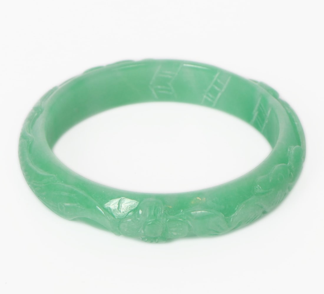 Chinese Green Jade Style Bangle - 4