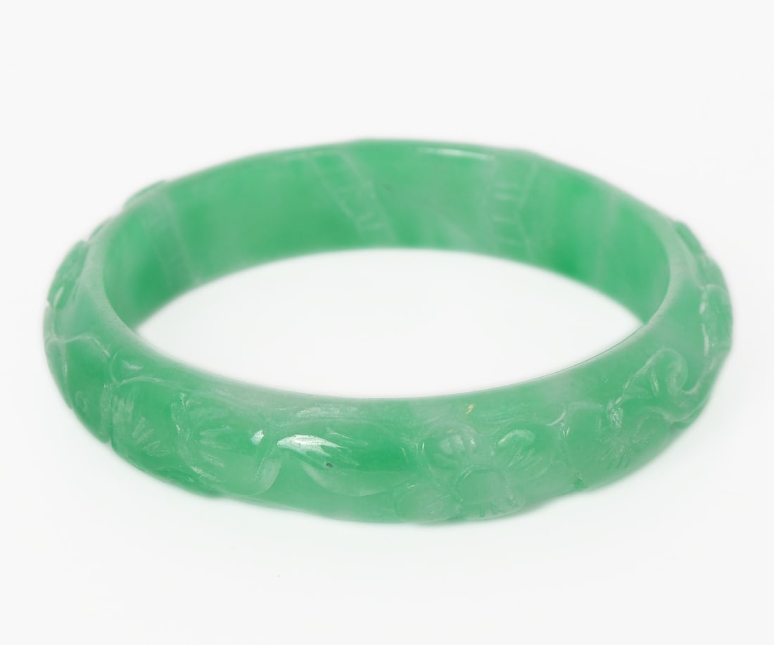 Light Green Chinese Jade Style Bangle - 4