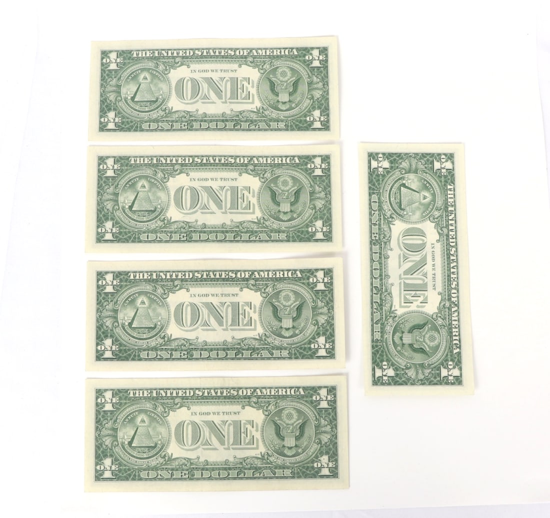 Five US Silver Certificate $1 Bills, Uncirculated - 2