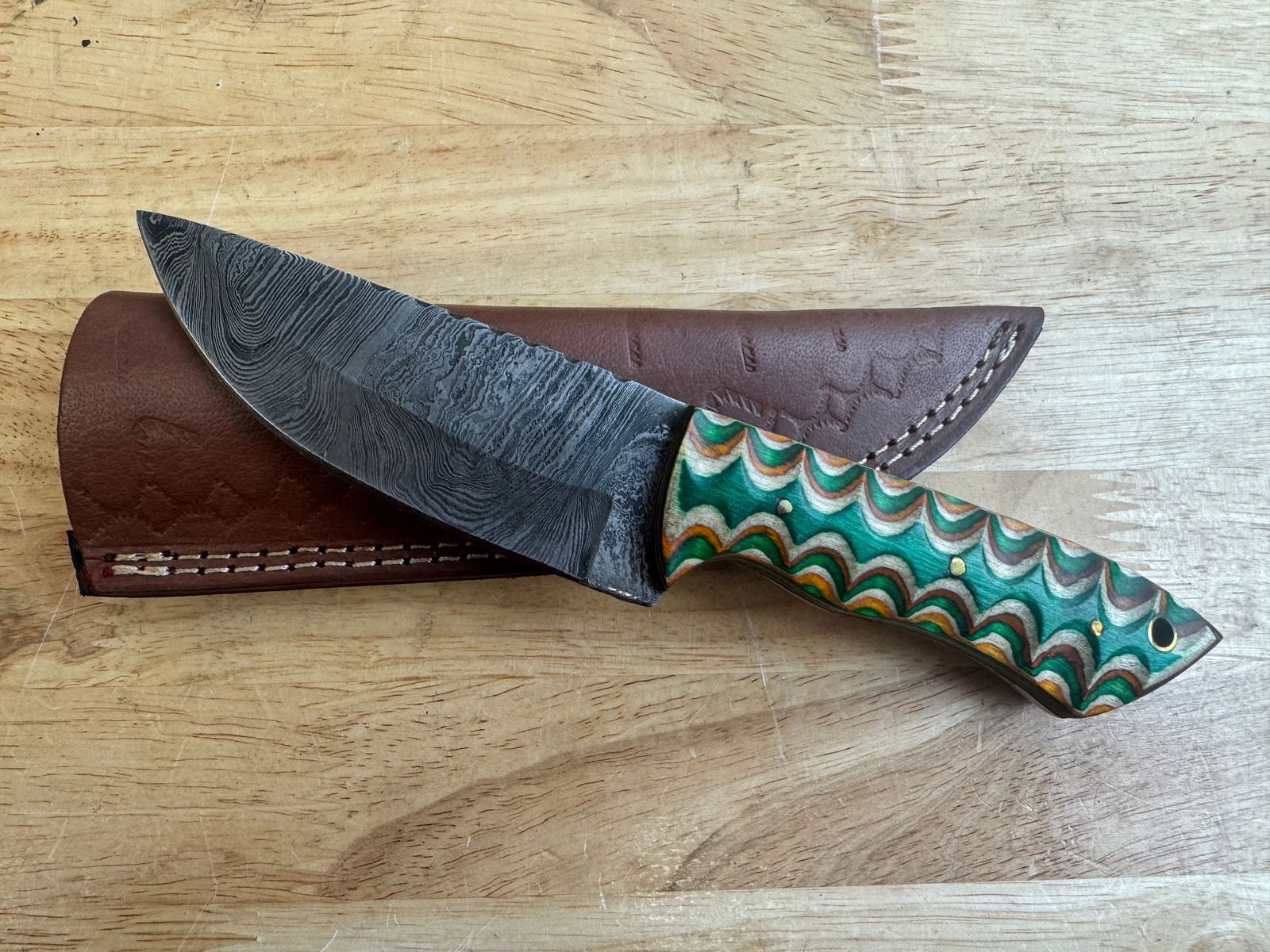 Beautiful Handmade Damascus Steel Knife w/Sheath (1 of 10)