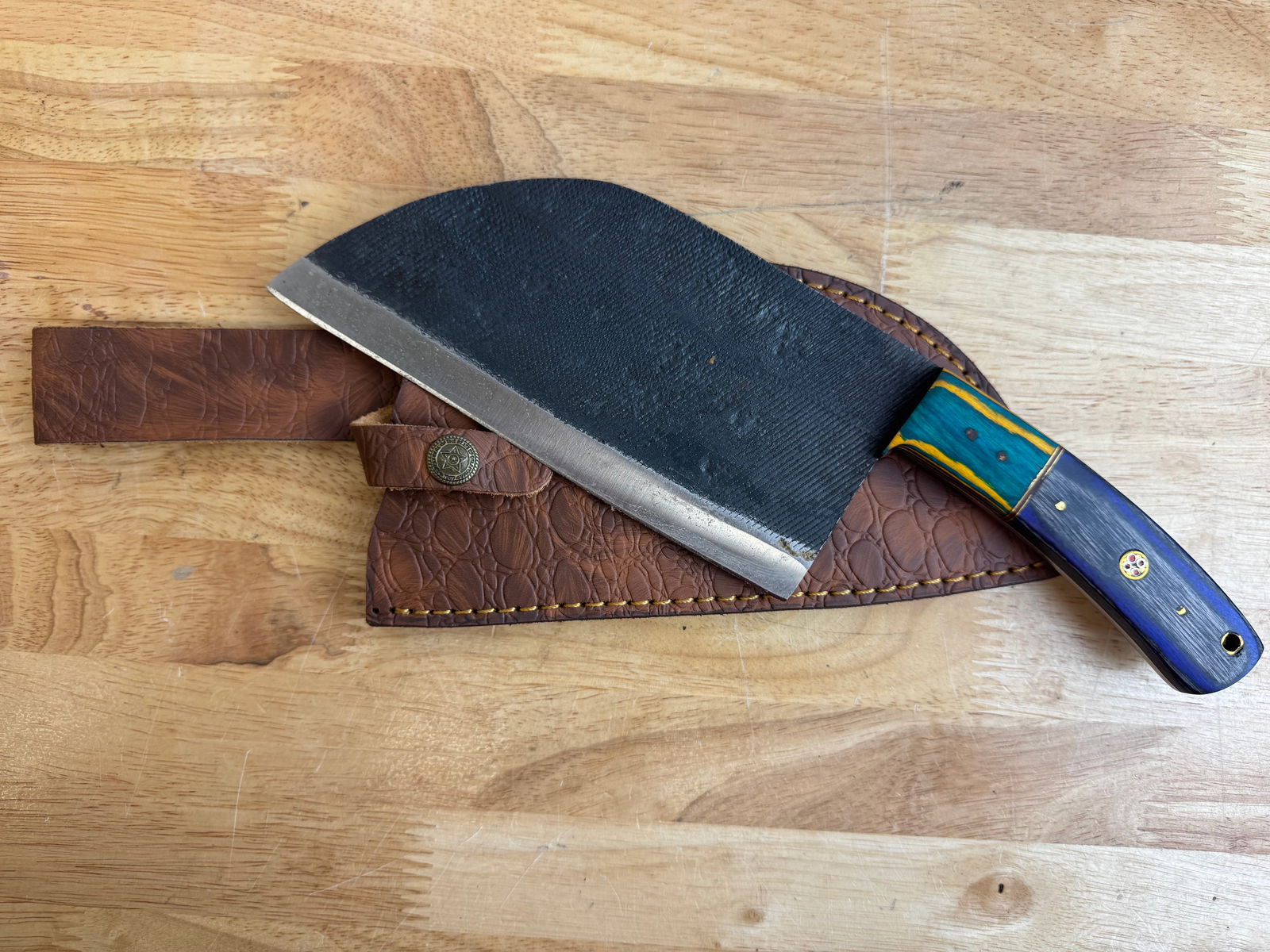 Beautiful Handmade Steel Cleaver w/Sheath (1 of 10)