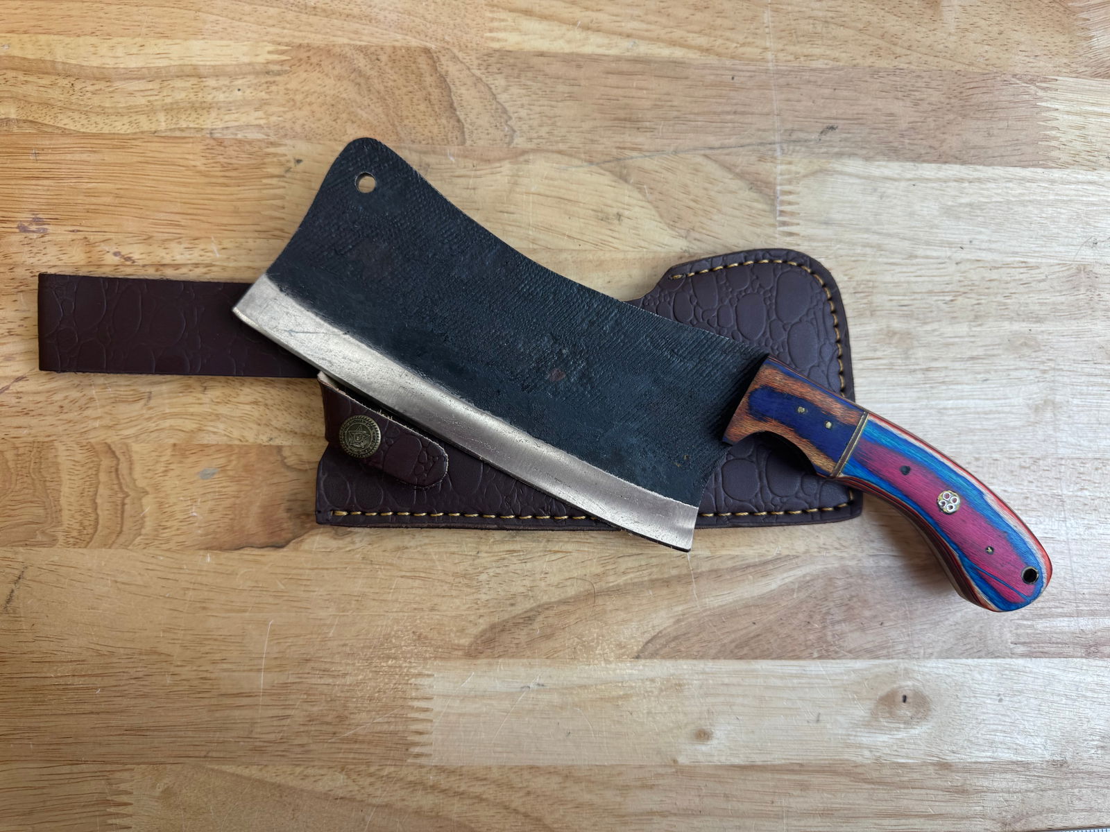 Beautiful Handmade Steel Cleaver w/Sheath (1 of 10)