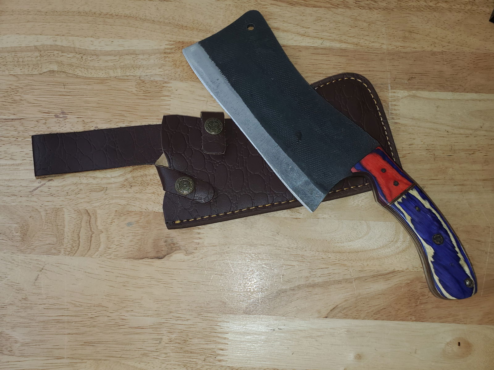 Beautiful Handmade Steel Cleaver w/Sheath (1 of 10)