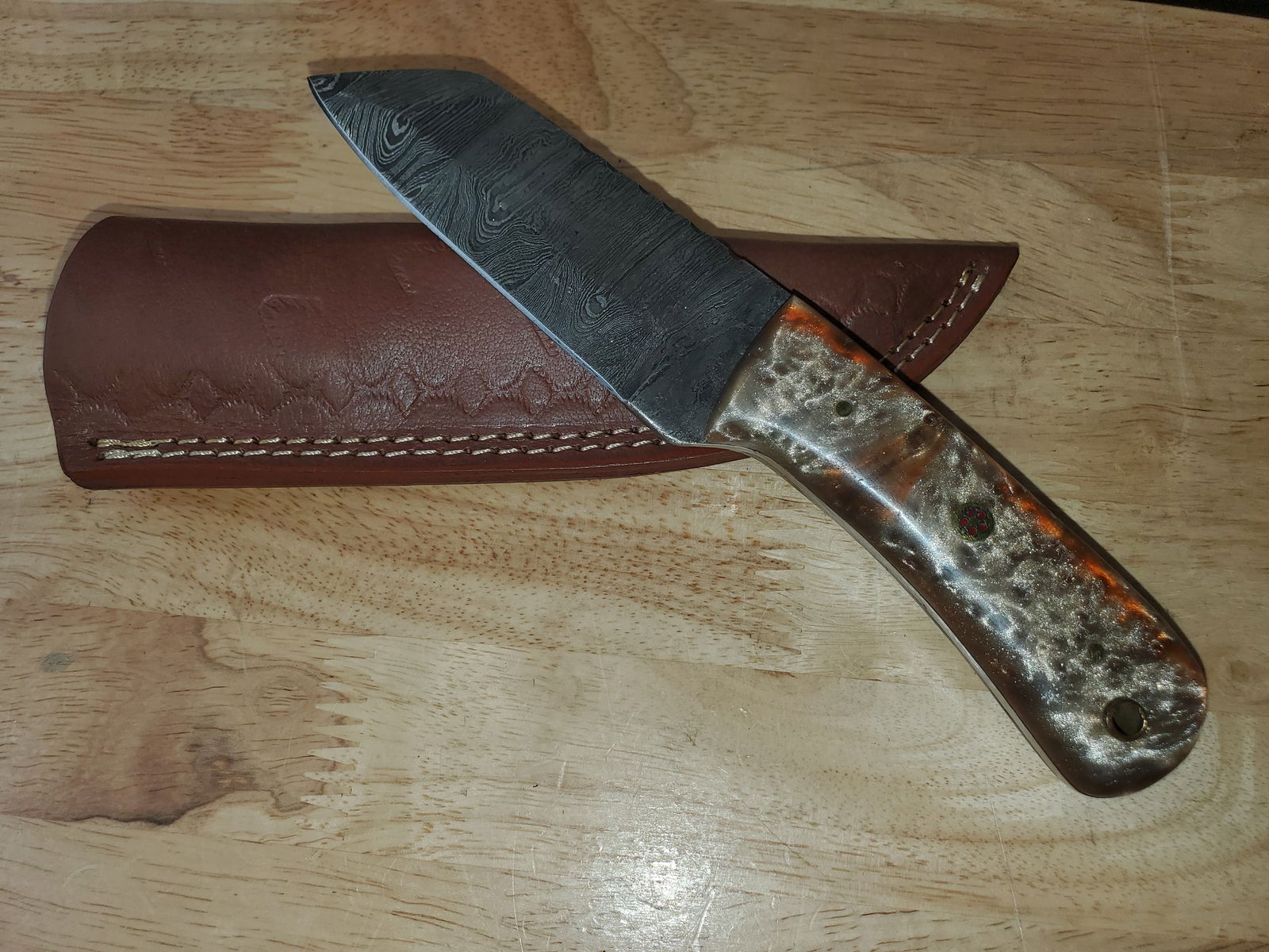 Beautiful Handmade Damascus Steel Knife w/Sheath (1 of 10)