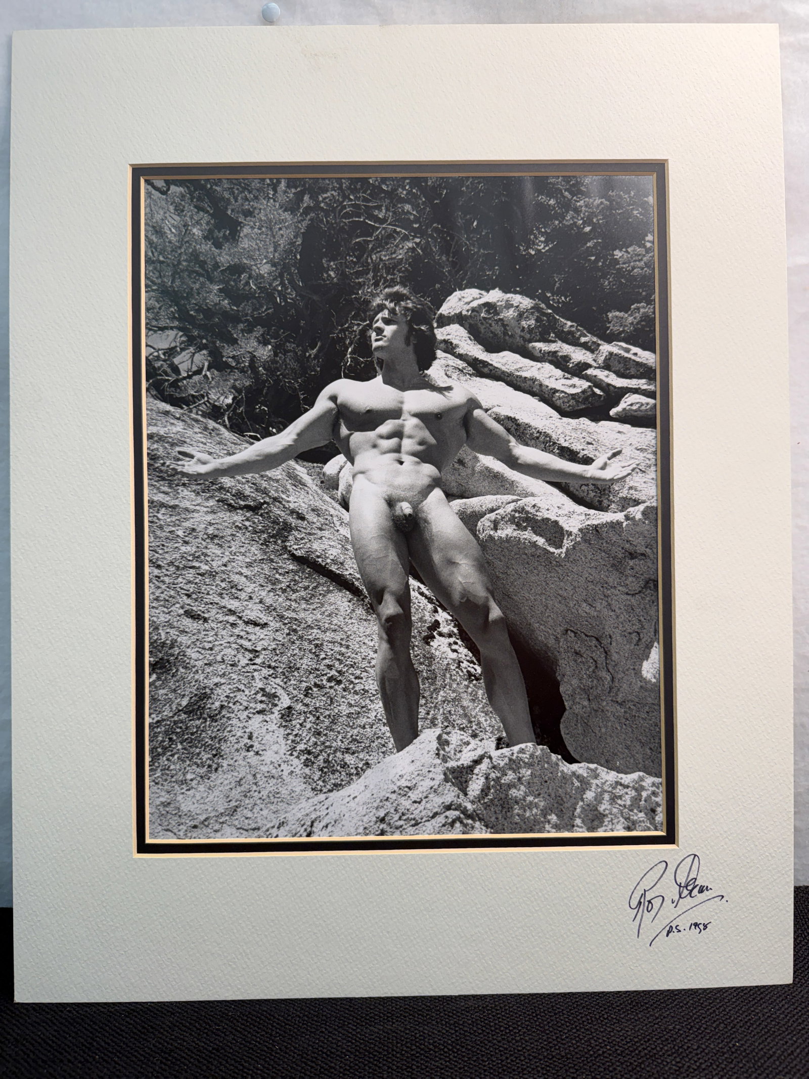 Original Roy Dean Signed Photograph - Iconic Male Nude Study: Signed and copyrighted Roy Dean fine art photograph featuring a classic male nude study. A timeless, collectible piece showcasing the artist?s renowned approach to form, lighting, and composition. Ide