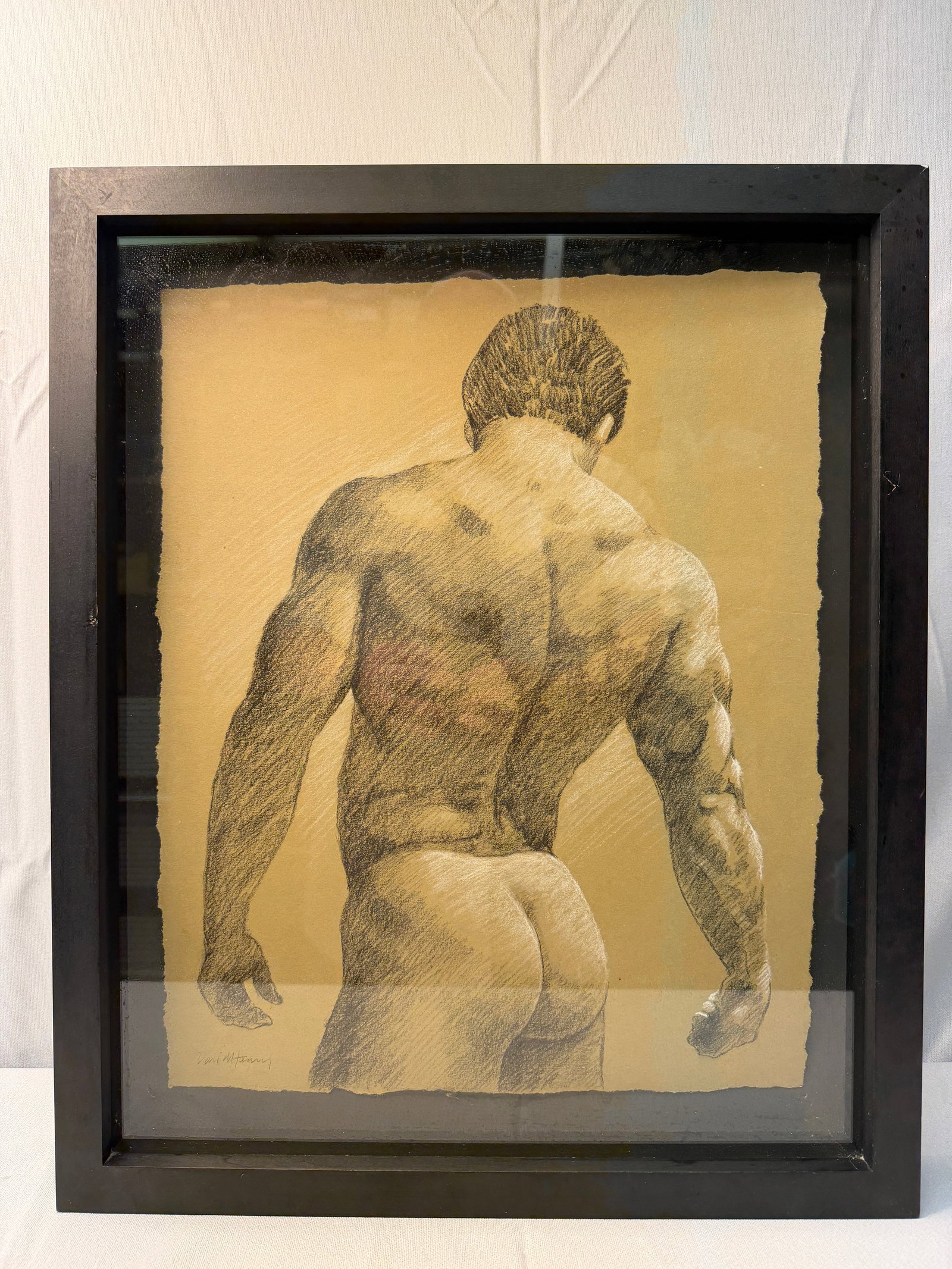 Male Nude Study - Charcoal/Pencil Drawing - Signed David Henry (1 of 16)